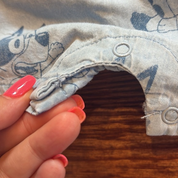 NWT Bluey Baby newborn chambray short Overalls Shirt Set blue green cotton NB - Picture 7 of 9